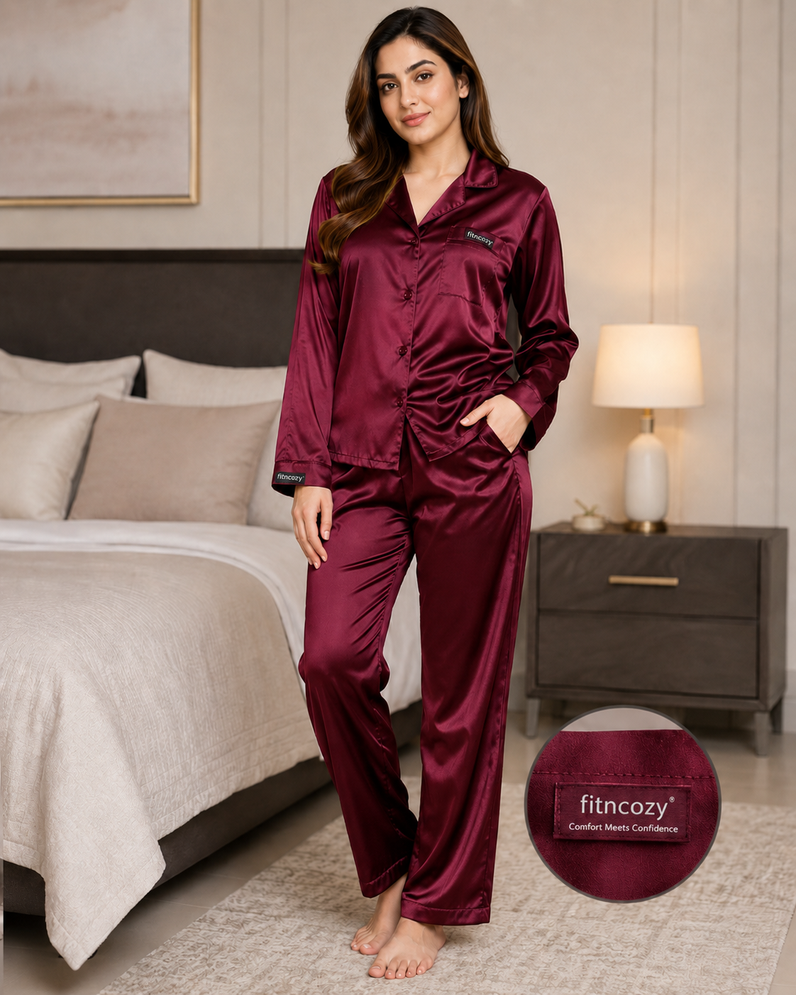fitncozy Premium Satin Night Suit