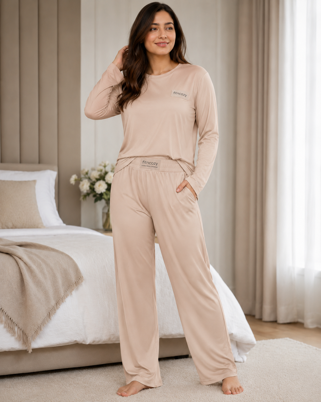 fitncozy Soft Lace Trim Night Dress
